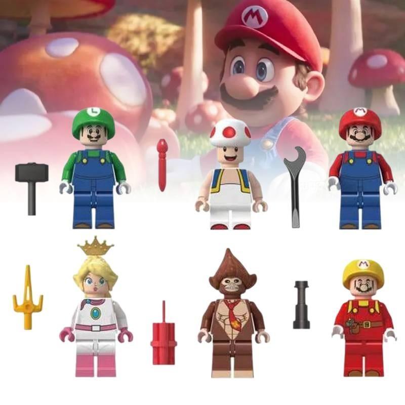 Colorful Mario Brothers Action Figures Abs Plastic Building Blocks Set