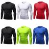 Herren Bunt Schnelltrocknend Kompressions-Tights Langarm Laufshirt - Atmungsaktive Elastische Basisschicht für Sport Fitness