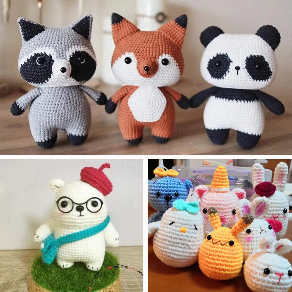 YJRUNFU Insert Eyes for Stuffed Animals, Doll Eyes, Stuffed Animal Eyeballs, Insert Noses, Animal Noses, DIY Sewing, Animal Dolls, Craft Supplies,