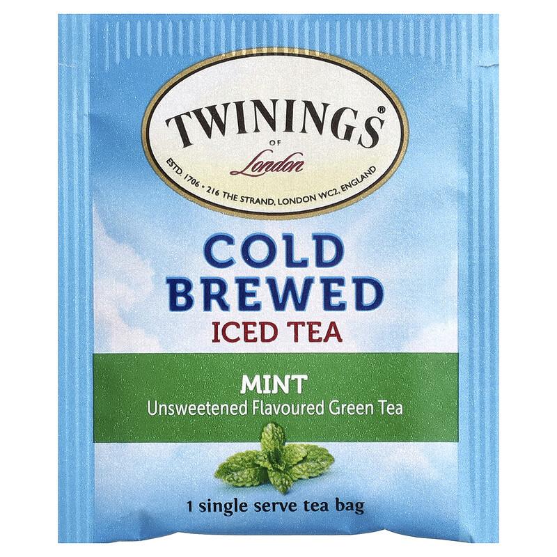 Cold Brewed Iced Tea, Green Tea, Mint, Unsweetened, 20 Single Serve Tea Bags, 1.41 Oz (40 G)