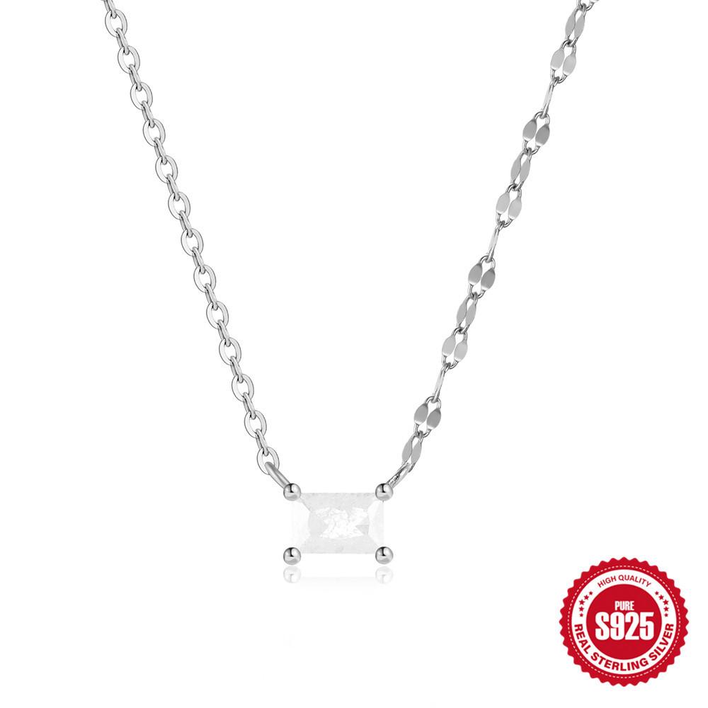 

Стильное и простое колье из стерлингового серебра 925 пробы, нишевый дизайн, плетеная цепочка, инкрустированное бриллиантами с четырьмя крапанами, женское колье на ключицу 925 Silver белого золота