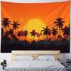 Coconut Tree Sunrise Tapestry Retro Sea View Oil Painting Art Wall Hanging Home Decoration Hippie Wall Background Poster