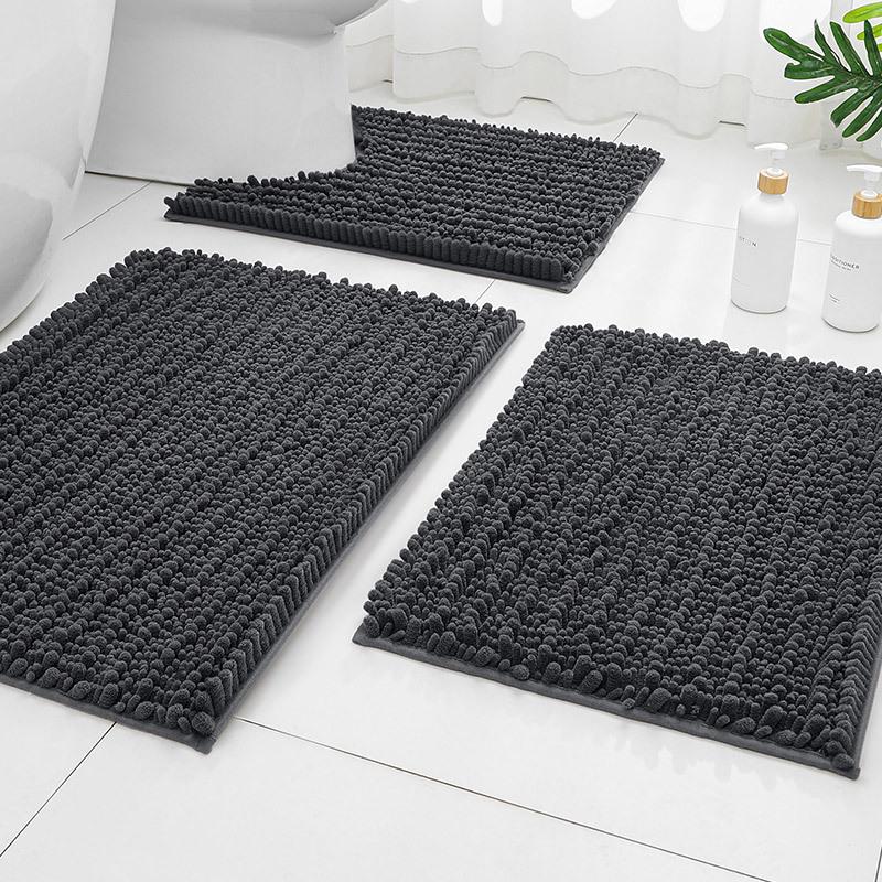Chenier Solid Color Long Hair Bedside Mat Bedroom Carpet Bathroom Absorbent Floor Mat Bathroom Non-Slip Foot Mat Toilet Door Mat