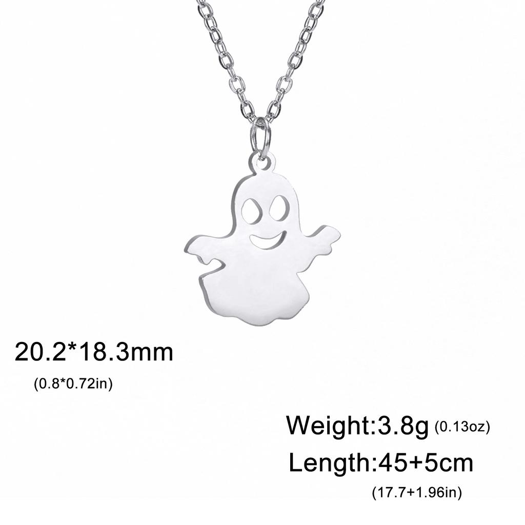 Teamer Pumpkin Ghost Halloween Stainless Steel Pendant Necklace For Women Man Handmade Design Fashion Jewelry Gift 2026 New