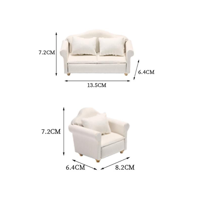 Doll House Diy Decorative Accessories 1:12 Dollhouse Miniature Furniture Sofa With Pillow White Fabric Sofa Model Scene Toy