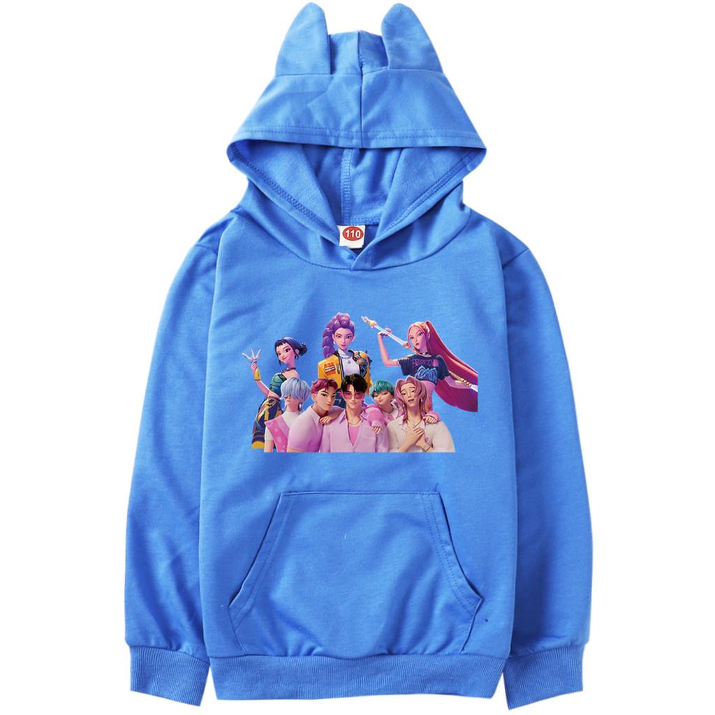 Kinder Mädchen Anime Cartoon K-Pop Rumi Zoey Mira Bedruckte Katzenohr Lässige Langarm Kapuzenpullover