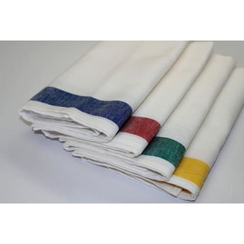 Made in Japan, Linen Blend Glass Towels, 50% Cotton, 50% Linen, 40x70cm, Professional/Commercial Use [10-Count] (Yellow Border)