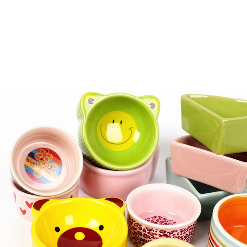 Hamster Ceramic Feeding Bowl Feeding Basin Guinea Pig Chinchilla Hedgehog Small Pet Round Bowl Food Water Feeder