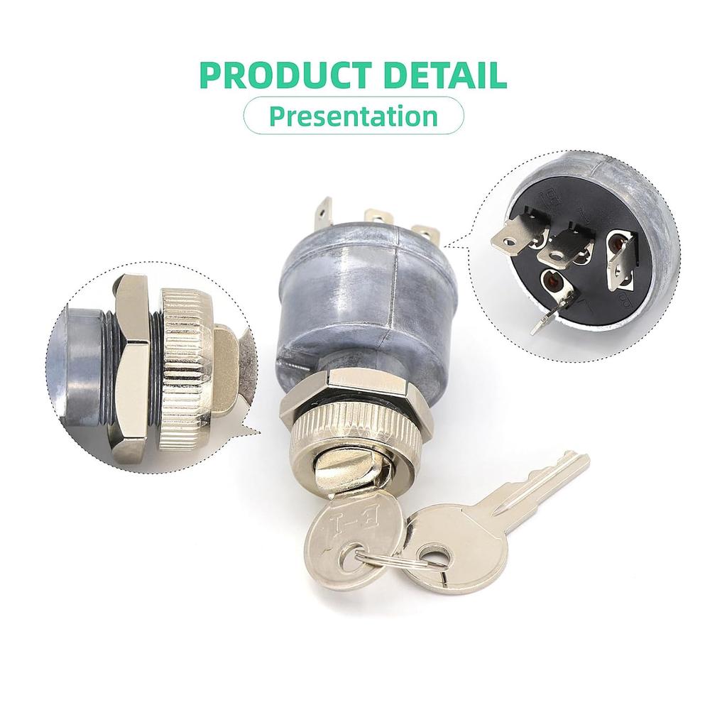 Golf Cart Ignition Switch And Starter Switch Key Fits EZGO (1981-Up) TXT Gas/Electric With Lights OEM# 33639G01 33639-G01