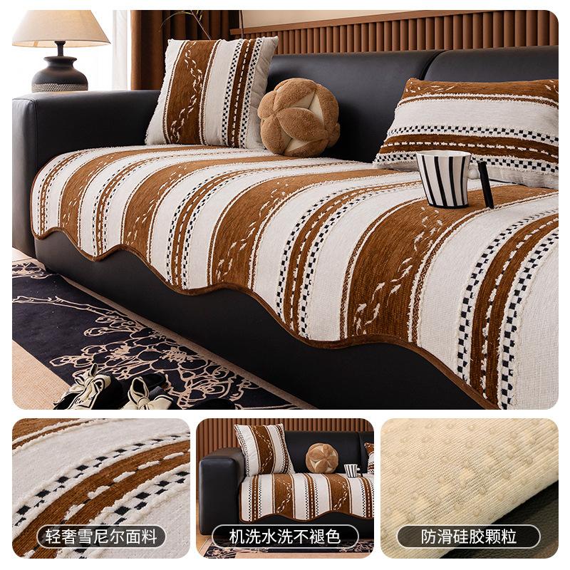 

Подушка для дивана из шенилла неправильной формы, универсальная для всех сезонов, нескользящая, высококлассный простой диван с прямым рядом, подушка для сиденья особой формы 70*70cm