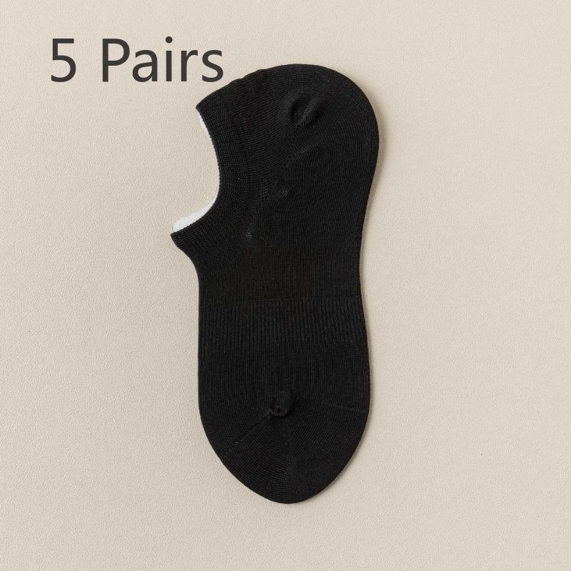 5 Pairs of Women's Summer Thin Cotton Non Slip Absorbent Breathable Invisible Shallow Mouth Sports Socks