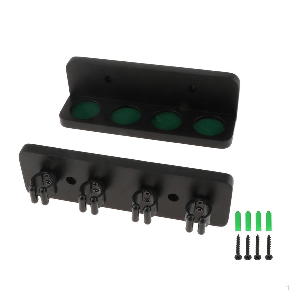 Pool Cue Rack Billiard Sticks Holder Easy to Install Wall Mounted for 4 Cues Rest Break Room