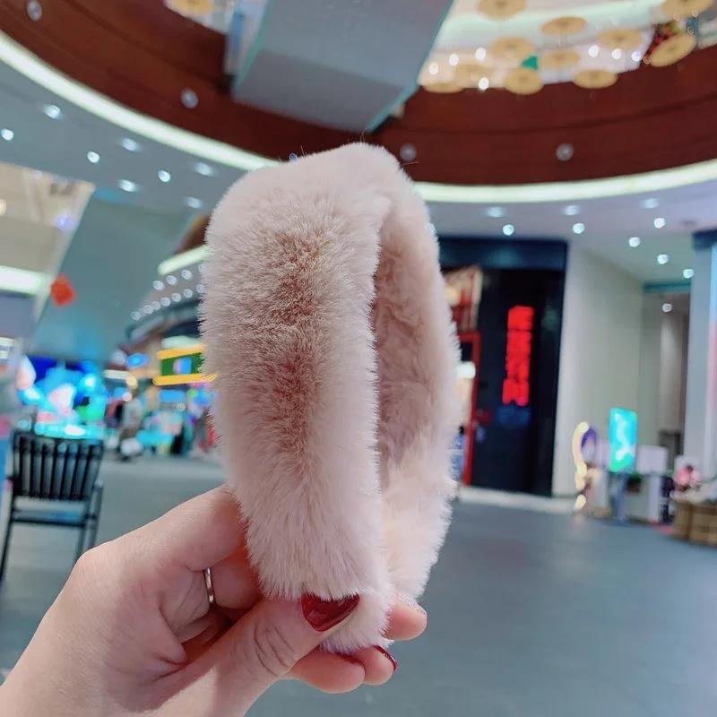 Women Hairbands Sweet Retro Women Elegant Rabbit Fur Hairbands Hair Accessories Girls Headwear Accessories
