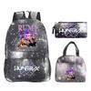 Primary and secondary school students schoolbag three-piece set, animation cartoon personalized printing backpack, casual pencil bag, meal bag