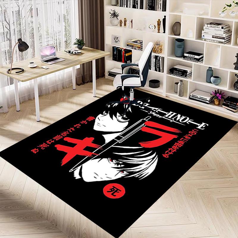 1pc Death Note Home Office, Durable Polyester Floor Mat with Easy, Office Decor, Urban Style, Nonslip Backing