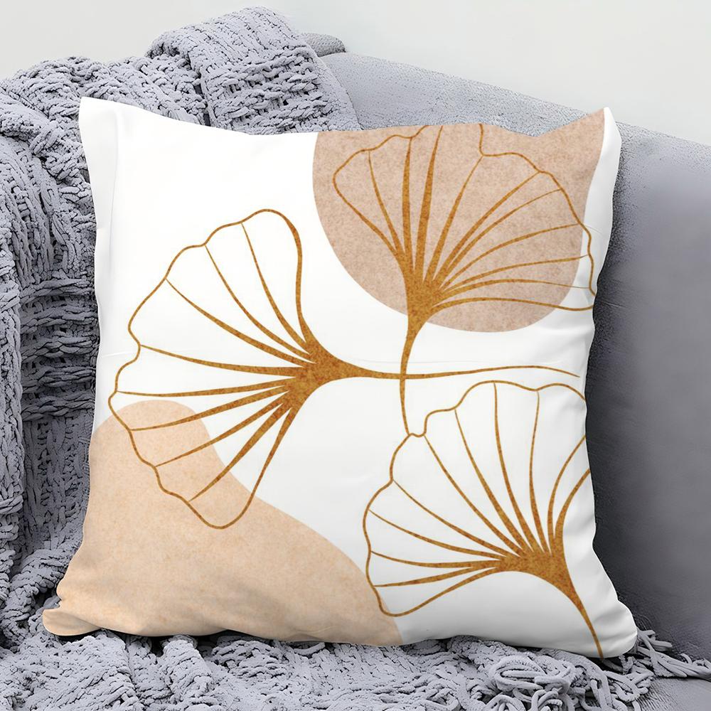 1 Stück Goldblatt Ginkgoblätter Kissenbezug Quadratisches Kissen Schlafzimmer Sofa Freizeit Komfortkissen Auto Wohnzimmer Heimdekoration 40X40