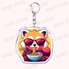 Hot Red Panda Eating Ramen Keychains for Accessories Cant Hear You Im Gaming Keyrings Jewelry Fans Friends Gifts
