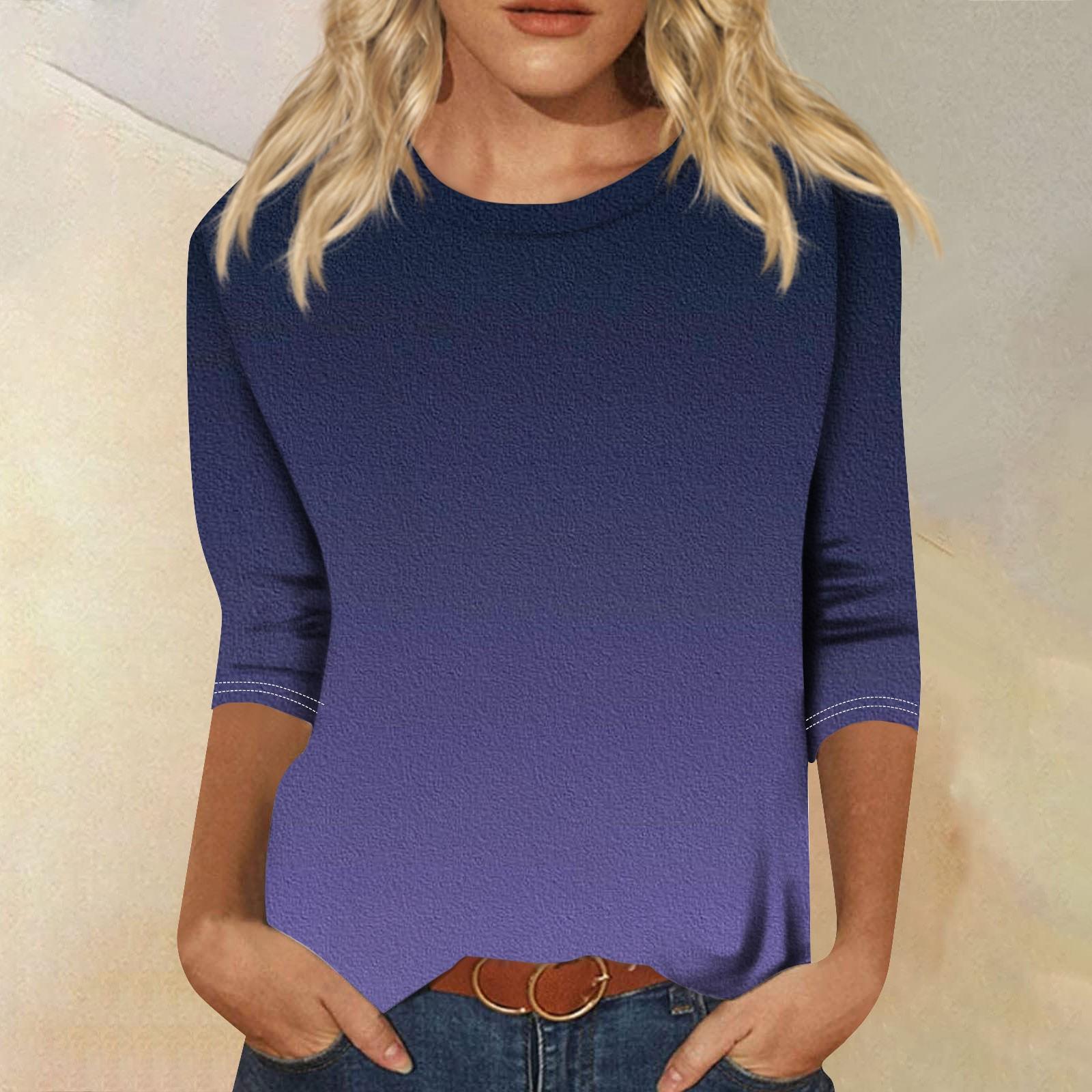 

Женская модная повседневная свободная футболка с круглым вырезом и рукавами 3/4 с принтом, женский топ L