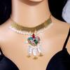 Bohemian Crystal Jewelry Set, European and American Ethnic Style Diamond Fringed Necklace Earrings Set