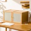 Solid Wood Toy Storage & Rattan Lattice Cabinet