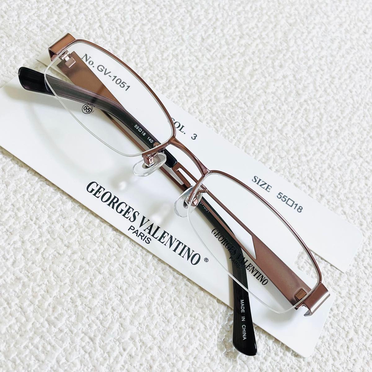 Used New and unused GEORGES VALENTINO Nyroll Glasses Frame Unisex Half Rim Square Brown