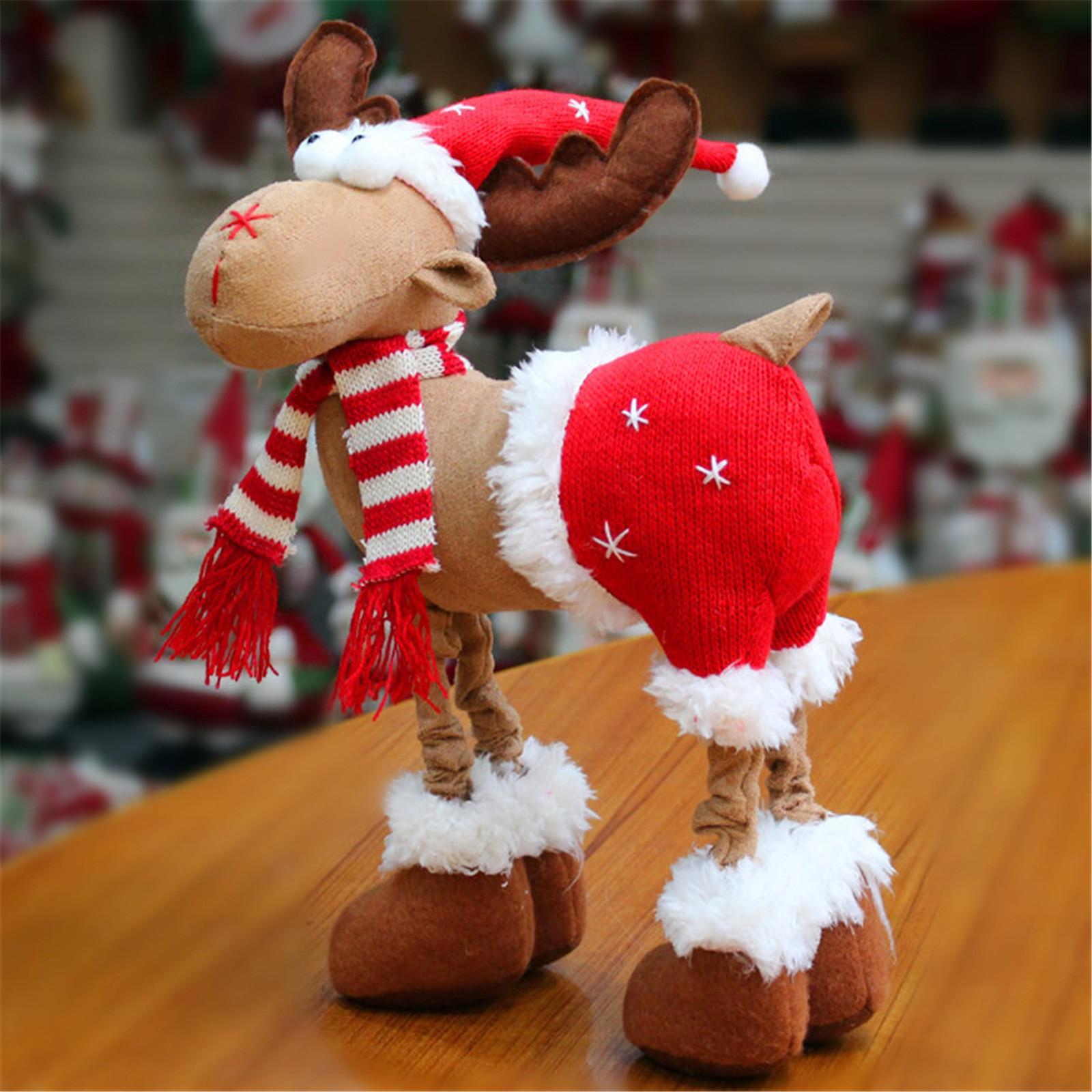 Рождественский Декор Ручной Работы Рождественская Плюшевая Лось в Деревенскую Клетку Мягкая Игрушка Подарок Домашние Украшения