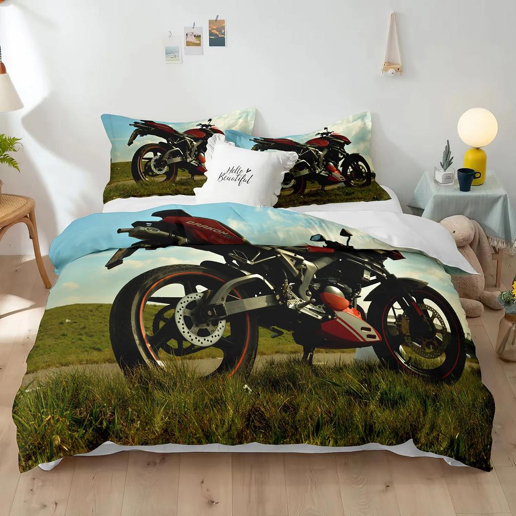 Dirt Bike Duvet Cover Racing Motocross For Teen Adult Motorcycle Rider Extreme Sports Theme For Bedroom Decorations Queen King