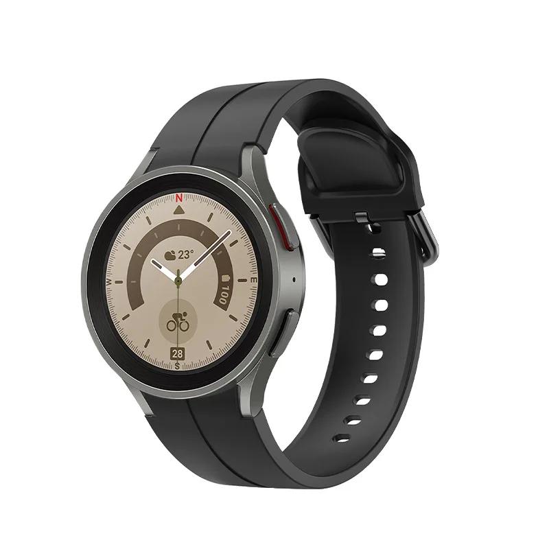 

Силиконовый ремешок для Samsung Galaxy Watch 6 5 4 44 мм 40 мм 5 Pro 45 мм Магнитный браслет No Gap Galaxy Watch6 Classic 43 мм 47 мм Band 40 44 45cm чёрный