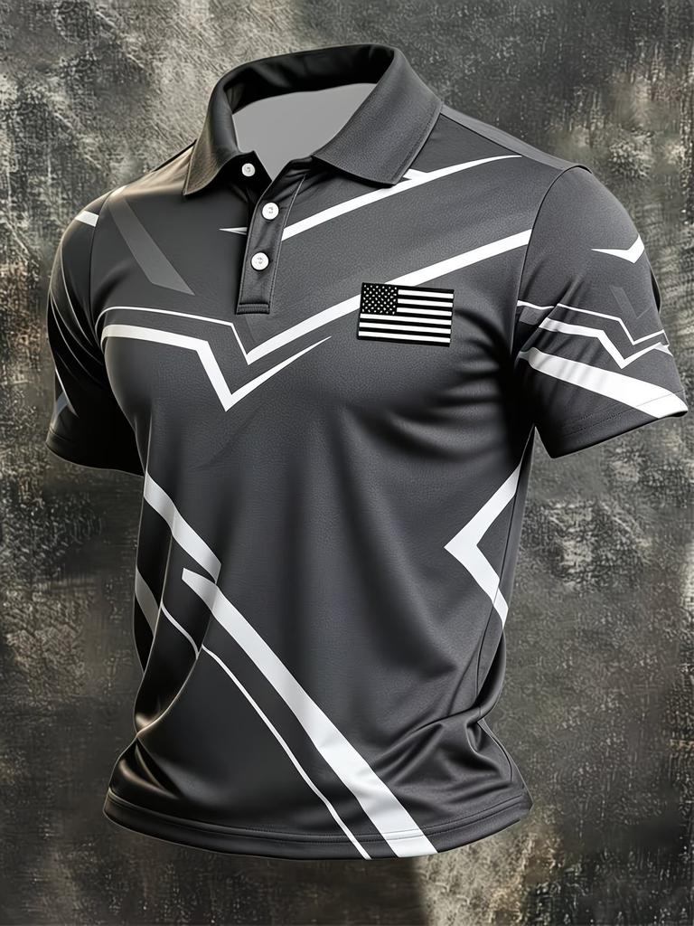 Short Sleeve Polo with Templar Knight Print, Cool Casual Fashion Top