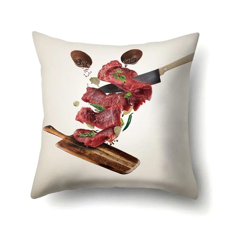 Cooking Food Pillowcase Cartoon Pattern  Lumbar Pillow Sofa   Cushion