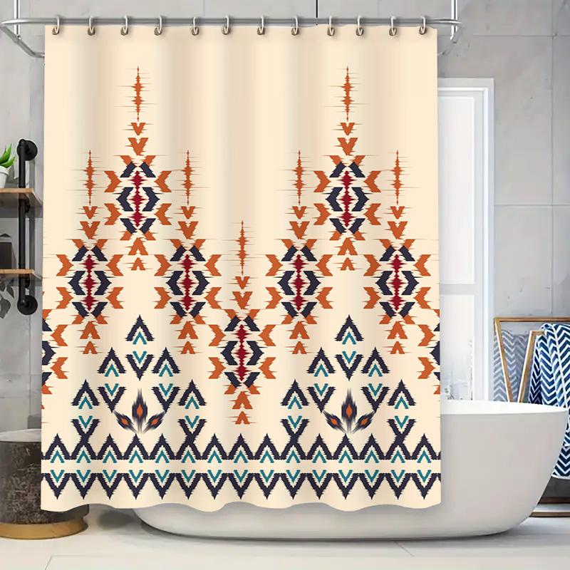 

Современная геометрическая шторка для душа в стиле Бохо для ванной комнаты Оранжево-красная Черно-белая Синяя Моющаяся Водонепроницаемая ткань (180x240c 90x180cm
