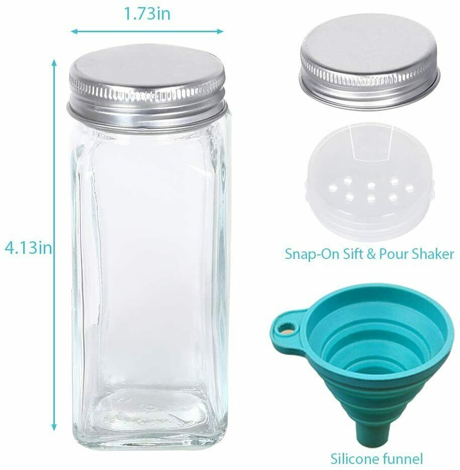 24 household kitchen seasoning bottles with labels customizable for easy access and cleaning