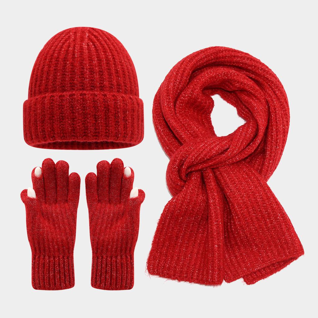 Acryl-Touchscreen-Handschuhe Mützen-Schal-Set Für Winterwärme Und Lässige Mode