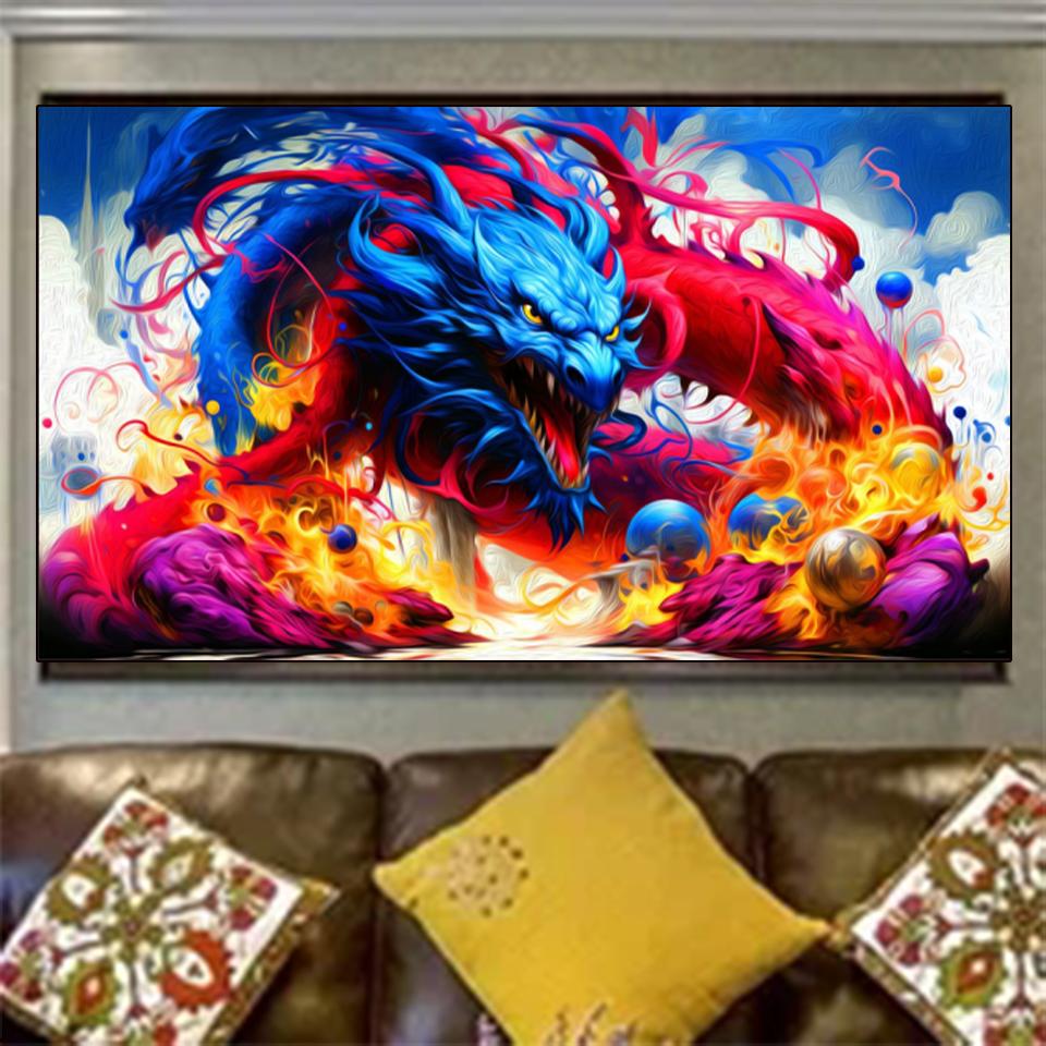 Pittura Diamante 5D Fai da Te Diamante Rotondo Pieno Quadrato Pittura Drago Fatto a Mano Arte per la Casa Regalo Set Pittura Diamante Decorazione