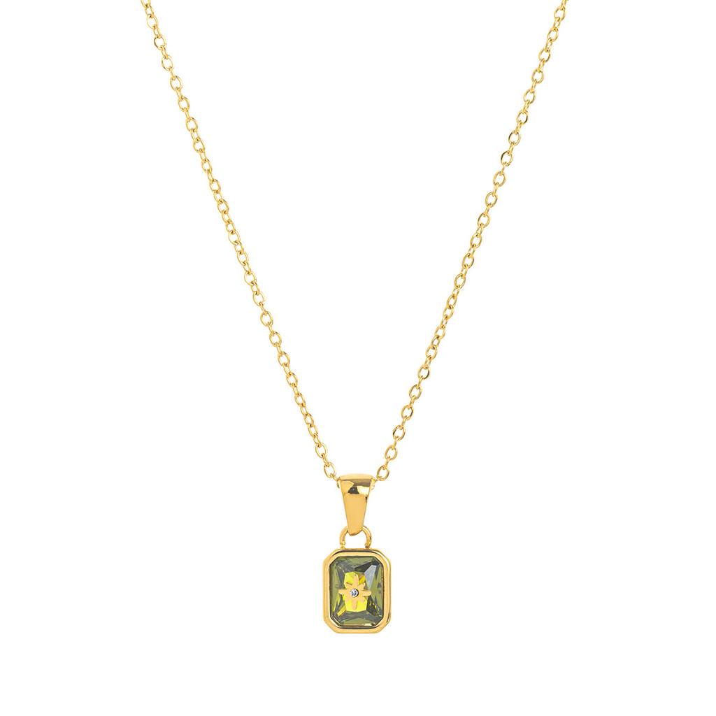 Birthstone Zodiac Necklace With Titanium Steel Pendant For Women And Men