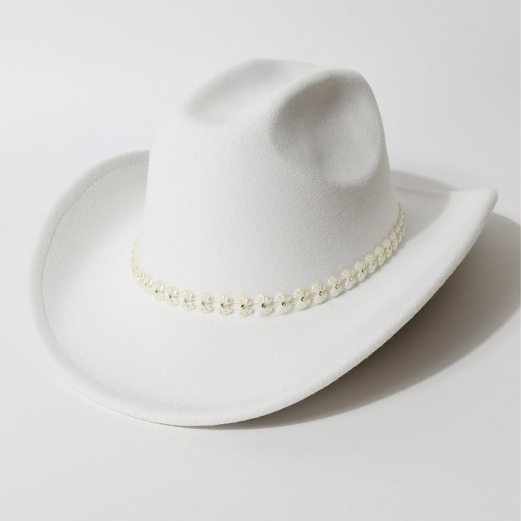 European and American retro butterfly diamond-encrusted western cowboy hat men's and women's stage jazz hat pearl wedding bride hat