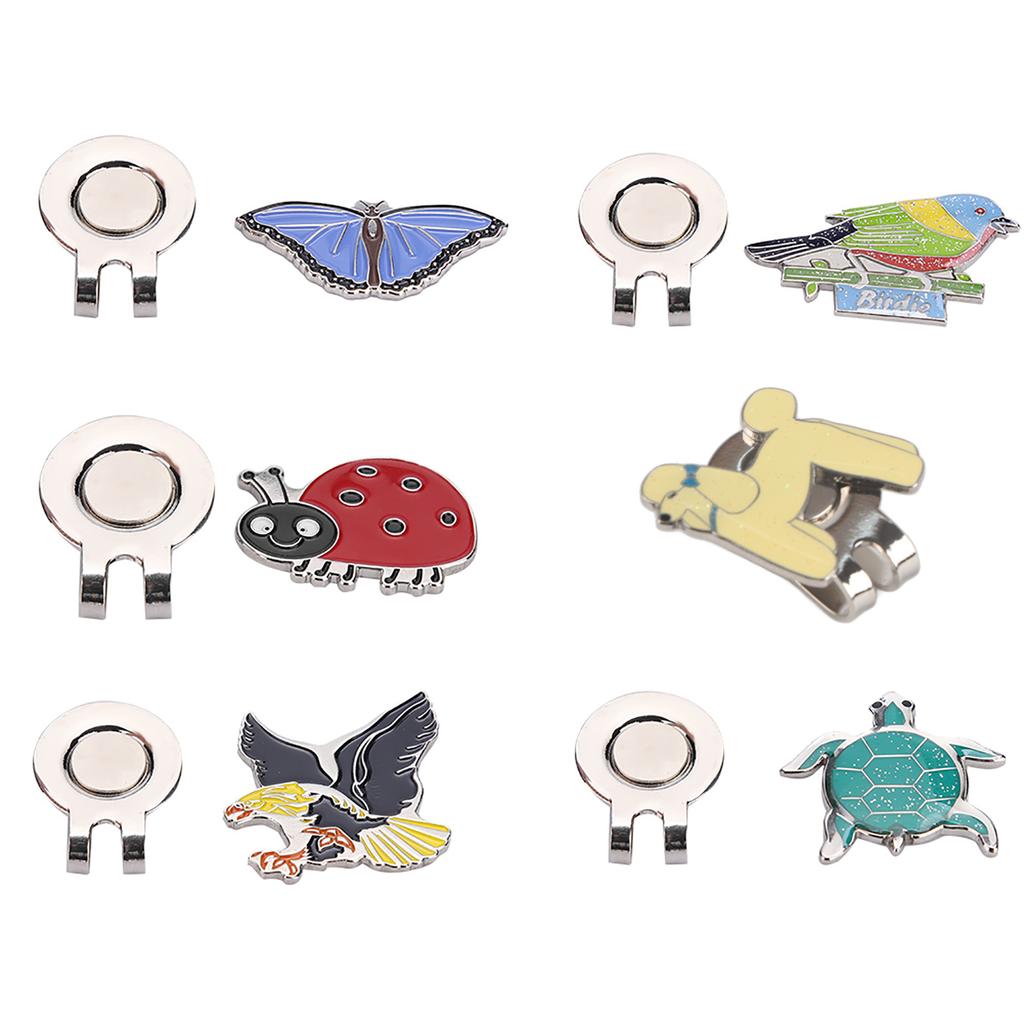 Stainless Steel Golf Hat Clip with Magnetic Ball Marker 18g 30-35mm Cute Animal Design Ladybug/Butterfly/Tortoise Durable Rustpr