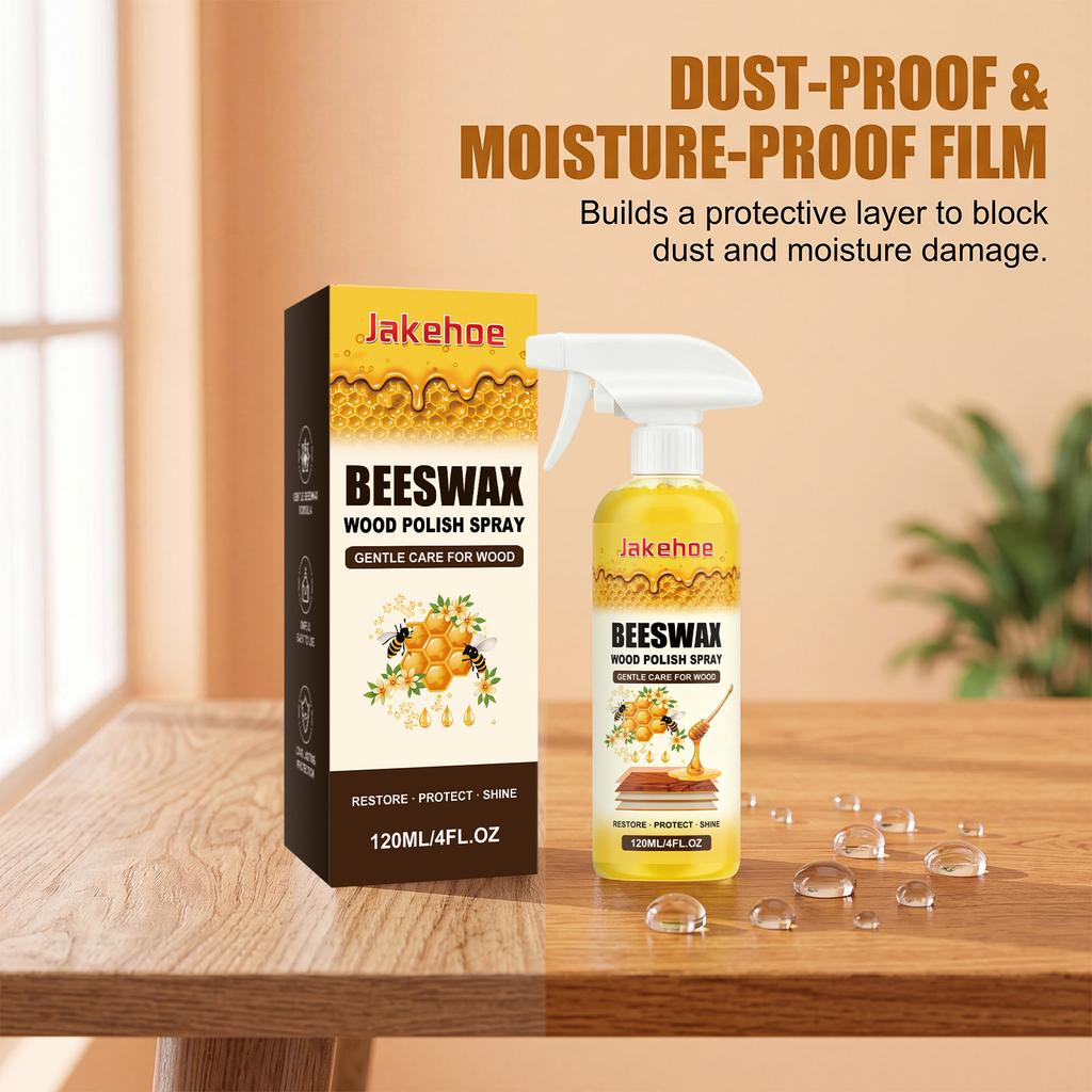 JAKEHOE Beeswax Wood Polish Spray Furniture Care Floor Polish Wooden Surface Daily Maintenance 350ml Natural