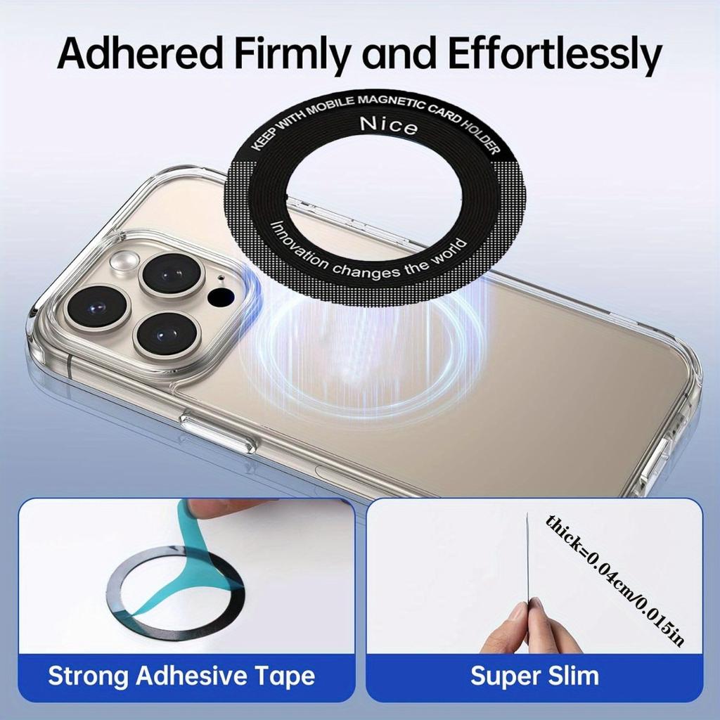 2025 New Magnetic Metal Ring(2Pack) Compatible with MagSafe Sticker Magnetic Phone Holder Accessory Support Wireless Charging