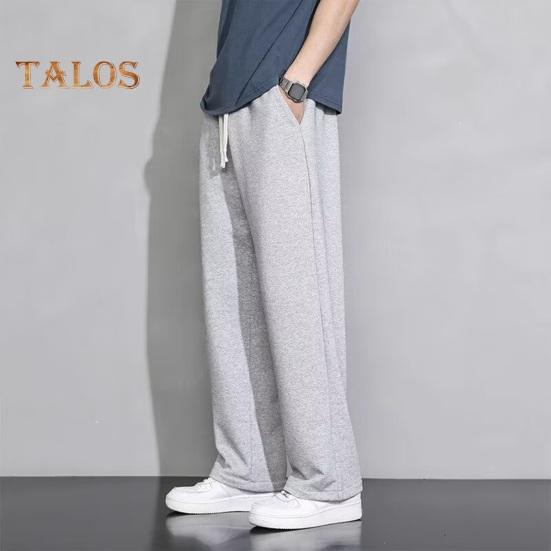 Herre Cargobukser Snøring Elastisk midje Ensfarget Tynne lommer Løse Rette Brede bein Sportbukser Daglig slitasje Uformelle bukser