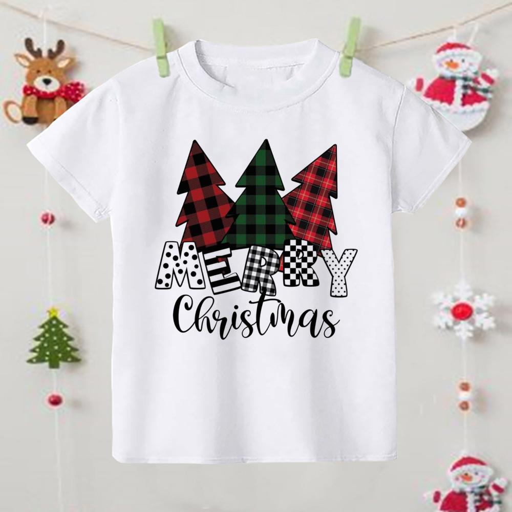 Crăciun Fericit Tricou Imprimat cu Elan Copil Tricou de Crăciun Haine Copil Topuri Băiat Fată Ținută Petrecere Crăciun Cadouri de Sărbători pentru Copii