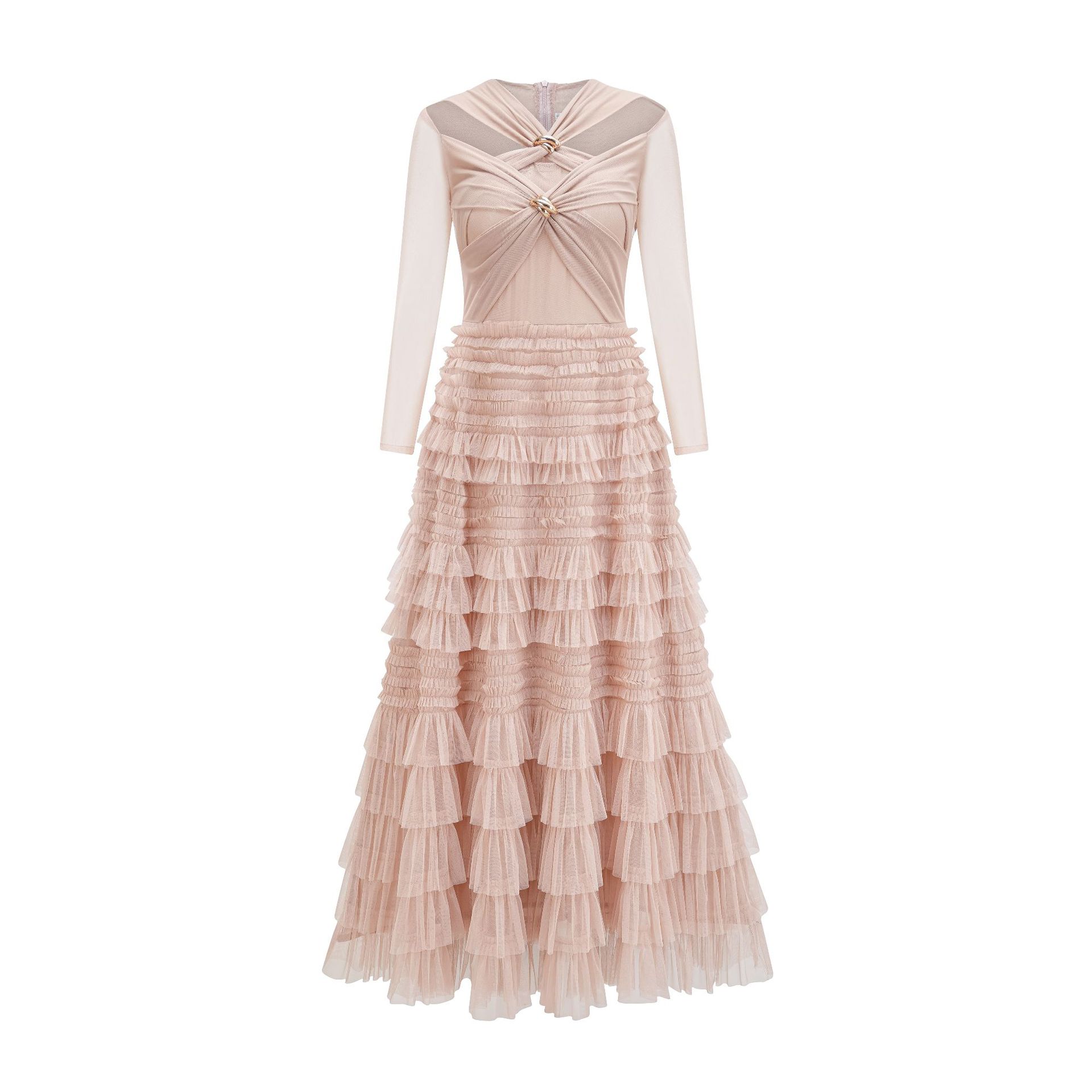 

Осень и Зима Новинка Нишевое Платье с Крестом Персонализированное Темперамент Элегантное С Длинным Рукавом А-силуэта Повседневная Женская Одежда M розовый