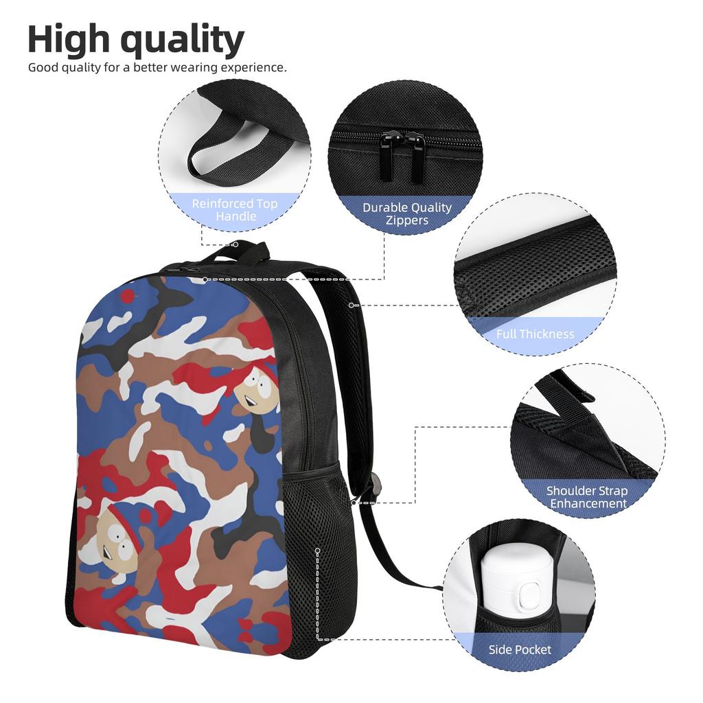 Southes Anime Erics Backpack for Women Men Water Resistant College School Camouflage Bag Printing Bookbags