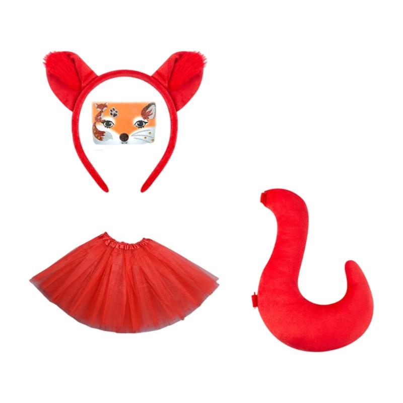 Child Animal Role Play Costume Animal Ear Headband Tail Skirt Halloween Animal Outfit Accessory for Kid Boy Girl Cosplay
