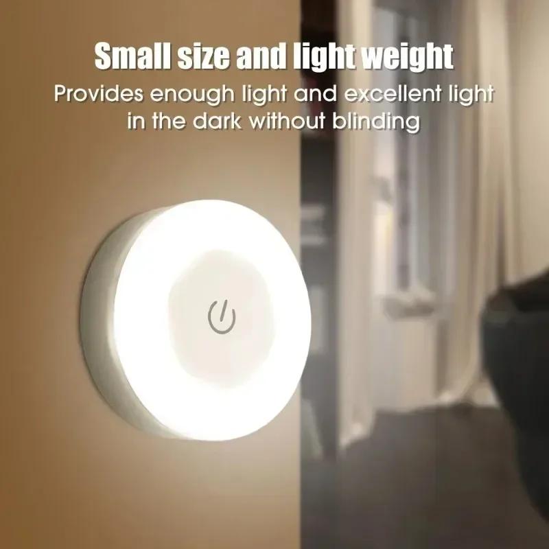 LED Night Lights 3 Modes Dimming Round Sensor Lamps USB Charged Magnetic Wall Light for Kitchen Bedroom Wardrobe Closet Lighting
