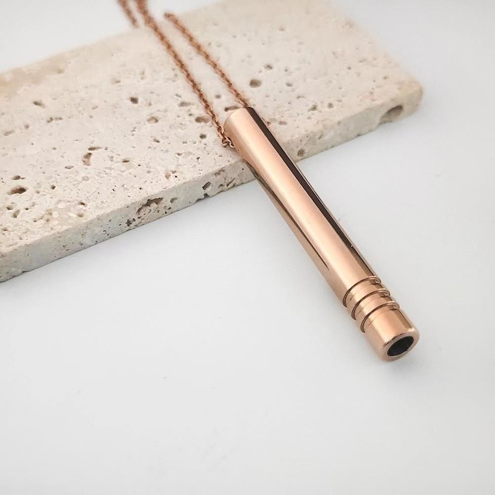 Minimalist Titanium Steel Breathing Whistle Necklace with Threaded Chain