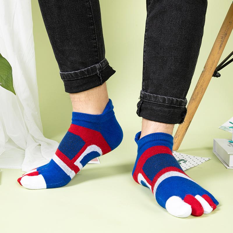 5 Paar Knöchel-Zehensocken Herren Jungen Sport Fünf-Finger Kurz Jung Mode Baumwolle Mesh Atmungsaktiv Deodorant Happy Socks mit Zehen
