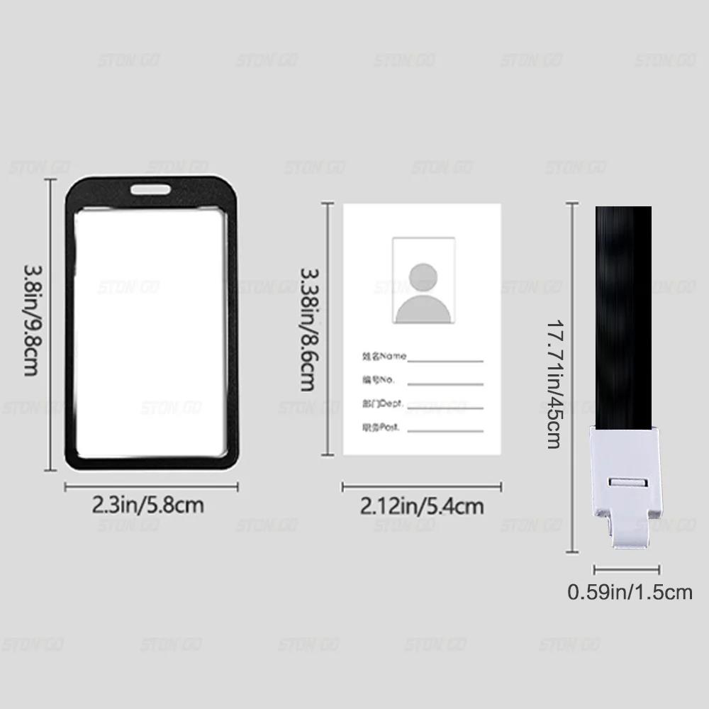 Vertical ID Name Card Case Aluminum Alloy Business Card Badge Holder Lanyard Strap Office SuppliesGood product