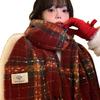Red Plaid Fringed Scarf Women's Winter Korean Atmosphere Thickened and Kept Warm New Year's Christmas Scarf Student Shawl