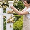 Outdoor Courtyard Decoration Wooden Gnome Door Hanger with Bell, Country Garden Welcome Sign Front Porch Hanging Swing Wall Plaque, Farmhouse Ornament